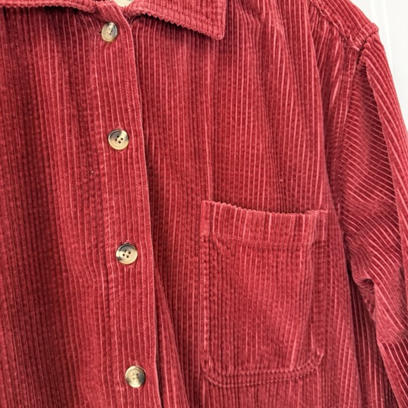 L.L. BEAN Corduroy Shirt Jacket Size Large Regular Shacket Red 100% Cotton - Picture 3 of 7